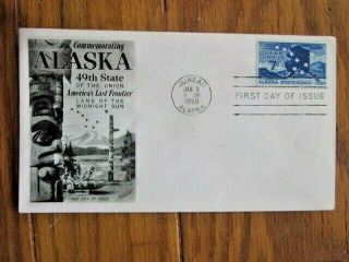 Alaska Totem Poles 49th State In The Union 1959 Fleetwood Cachet Fdc C53