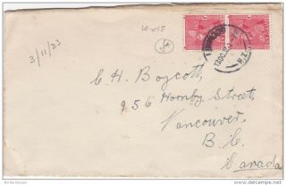 1933 Zealand 1d Admiral Perf 14 X 15 On Cover To Canada Bc176