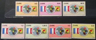 World Stamps Zaire 1982 Set 7 Head Of State Conference Stamps (b5 - 6m)