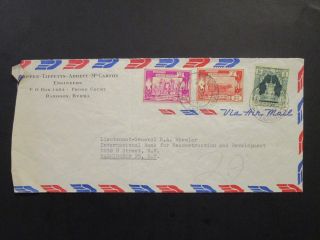 Burma 1952 Airmail Cover To Usa / Creased Left Side / Light Fold - Z6498
