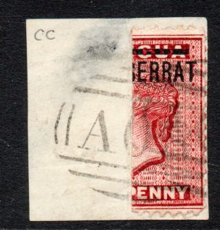 Montserrat 1/2 Penny Stamp C1876 - 83 On Piece Sg1a