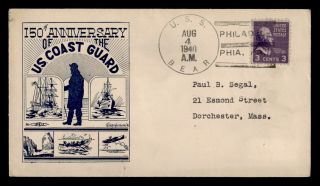 Dr Who 1940 Uss Bear Naval Ship Philadelphia Pa Coast Guard Ipeu Cachet E42005