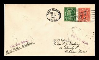 Dr Jim Stamps Us Fort Worth Texas Air Mail Cover Boston Backstamps 1927