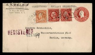Dr Who 1924 Ny Registered Pair Uprated Stationery To Germany E47018