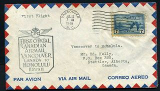 Canada 1949 - Vancouver To Hawaii - Air Mail First Flight Cover
