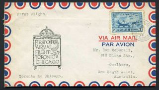 Canada 1946 - Toronto To Chicago - Air Mail First Flight Cover
