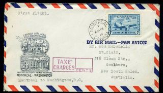 Canada 1946 - Montreal To Washington - Air Mail First Flight Cover
