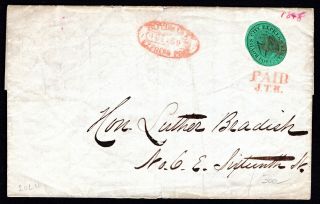 Usa 1844 Local Post Cover W/stamp Scott 20l2