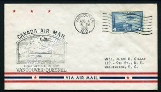 Canada 1938 - Vancouver To Quesnel - Air Mail First Flight Cover