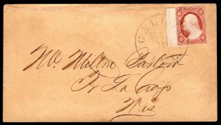 Usa 1851 Cover W/stamp With Sideband Scott 10a (t.  Ii) R