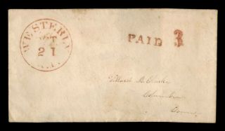 Dr Who Westerly Ri Stampless Paid 3c To Columbia Ct E45219