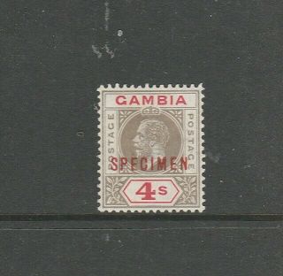 Gambia 1921/2 Script Ca 4/ - Opt Specimen Fresh Mm Sg 117s,  Top Value
