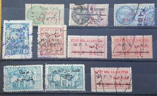 Syria Alaouites Revenue Stamps Lot 11 Diff - Fiscal,  Civil,  Justice,  High Values