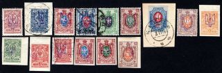 Ukraine 1918 Kyiv - 2 Group Of Stamps Bulat 229 - 253 Mh/used Cv=6.  15$