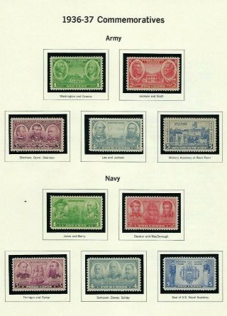 Scot 785 - 794 - 1936 - 37 1c - 5c Commemorative Army/navy Issues Set Of 10 Mnh