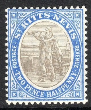 St Kitts - Nevis 1903 Grey - Black/blue 2.  5d Crown Ca Perf 14 Sg4
