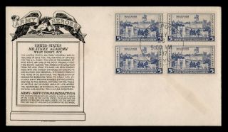 Dr Who 1937 Army Heroes Us Military Academy West Point Block Fdc C106111