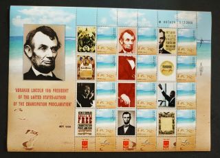 Israel,  Abraham Lincoln 16th President Of The United States,  Full Sheet,  Mnh,  2