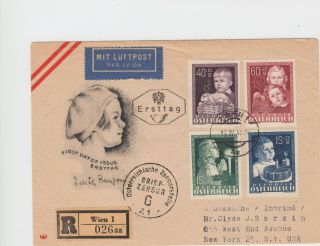 Austria: Cacheted Censored Registered First Day Cover April 13,  1949