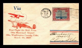 Dr Jim Stamps Us Denver Colorado First Flight Air Mail Cover 1929
