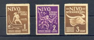 Ned Indie - Dutch Indies Poster Stamp - 3 X Steunzegel N.  I.  V.  O.  - - F/vf