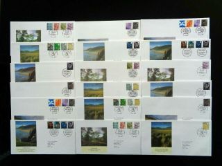 Gt Britain 1999 - 2009 18 X Pictorial Country Defintive Stamp First Day Covers Shs