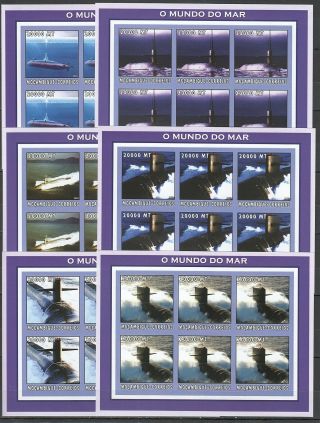 Kv170 Imperforate 2002 Mozambique Transport Ships Boats Submarines 6set Mnh