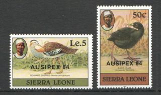 O1212 1984 Sierra Leone Fauna Birds Overprint 764 - 65 Michel 14 Euro Set Mnh