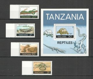 O1124 1987 Tanzania Fauna Reptiles Snakes Crocodiles Turtles 404 - 08 Bl,  Set Mnh