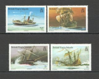 O1145 1987 British Virgin Islands Ships Shipwrecks 585 - 88 Michel 18 Eu Set Mnh