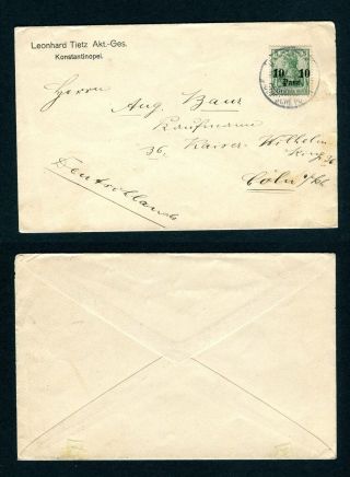 German Po In Turkey Cover.  10pa On 5pf Deutches Reich