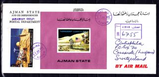 V.  Rare Uae “ajman State” 1972 Postaly Cover Space S/sheet,  Stamps Front &