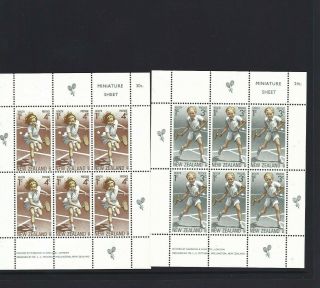 1972 Zealand Nz Health Tennis Stamp Mini Sheet Set Of 2 Muh