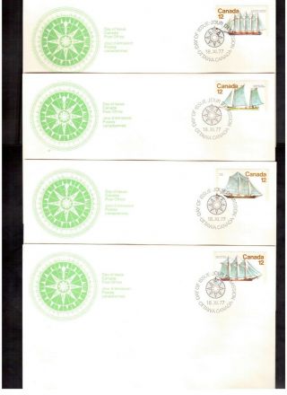 Canada 1977 Set 4 First Day Covers 744/47,  Sailing Vessels