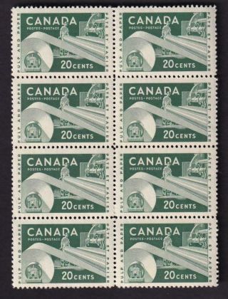 Canada Mnh Pane Of 8,  1956 Sc 362 Paper Industry 20¢