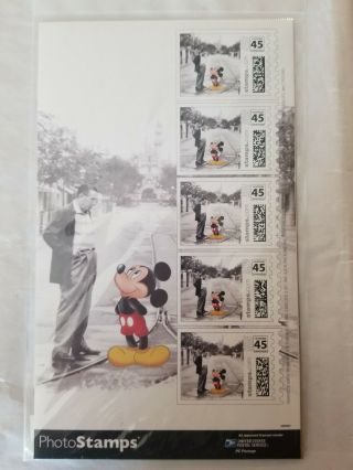 Usps Disney Parks Walt & Mickey Photo Stamps $.  45 5 Stamps