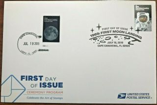 2019 1969 Moon Landing 50th First Day Autographed Ceremony Program Extra Cancel