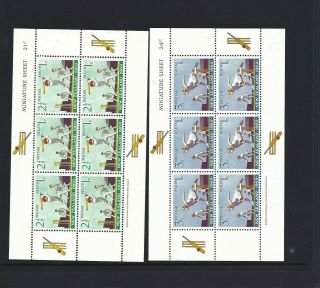 1969 Zealand Nz Health Cricket Stamp Mini Sheet Set Of 2 Muh
