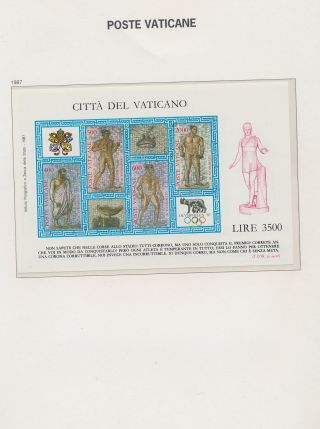 Xb66349 Vatican 1987 Mosaics Art Good Sheet Mnh