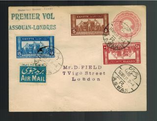 1931 Aswan Egypt To England First Flight Cover Via Imperial Airways Ffc