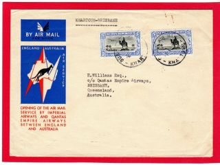 Sudan Air Mail1934 Imperial Airways First Flight Cover Khartoum To Brisbane B/s