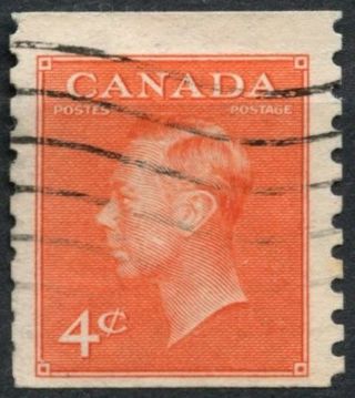 Canada 1949 - 51 Sg 422a 4c Vermilion,  Kgvi Imperf X 9.  5 E749