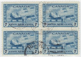 Canada: C8 7c Airmail,  Training Plan,  Regina Sask Block (scarce) Cds Vf