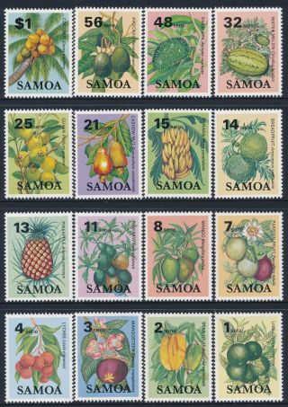 1983 Samoa Fruits Part I & Ii Set Of 16 To $1 Fine Mnh