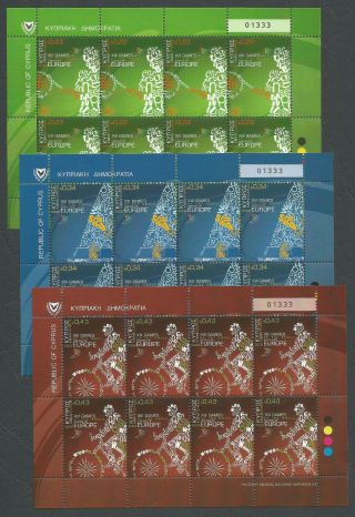 Cyprus Stamps Sg 1190 - 92 2009 Xiii Games Small States Of Europe Full Sheets