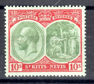 St Kitts & Nevis 10/ - Sg35 Mcca Lmmint 1920 - 22 Kgv [s13910]