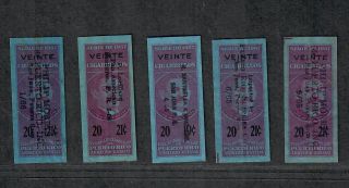 Us Puerto Rico Cigarette Revenue Stamps 1957 Cigarettes 5 Different