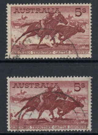 Australia 1961 & 1964 5/ - Stockman Both Papers Sg 327 & 327a Good