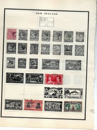 Zealand (15) Stamps Vf 2 Pages Pre - 1945 From An Old Scott Album