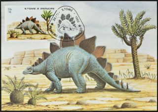 St.  Thomas & Prince Islands 1982,  Stegosaurus,  Dinosaur Maximum Card C52766
